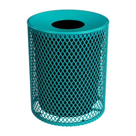 Leisure Craft 32 Gallon Receptacle with Lid and Liner, Expanded Metal, Portable, Teal 32EXPLNSML-TEAL
