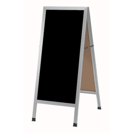 Aarco A-Frame Sidewalk Board, Black Composition Chalkboard and Satin Aluminum Frame 42''Hx18''W AA-3B