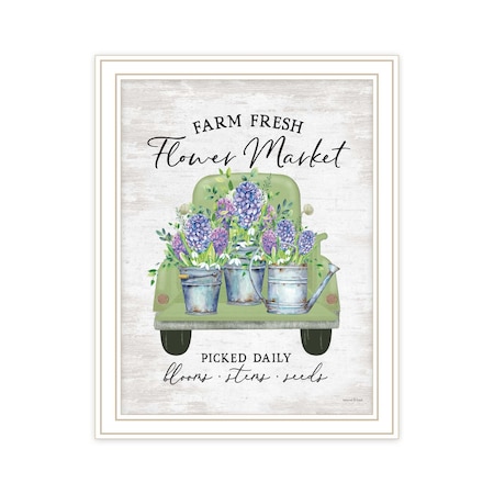Homeroots Flower Market Hyacinths White Framed Print Wall Art 530185