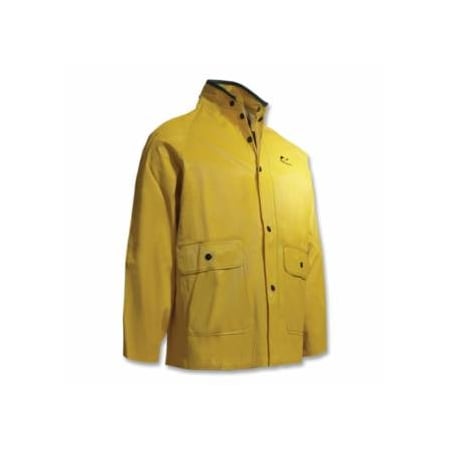 Onguard Webtex Rain Jacket, Hood Snaps, 0.65 mm Thick, Heavy-Duty Ribbed PVC, Yellow, Large 868-7603200.LG