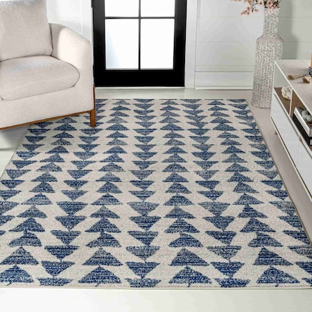 Jonathan Y Aisha Moroccan Triangle Geometric Cream/Navy 5 ft. x 8 ft. Area Rug MOH206D-5