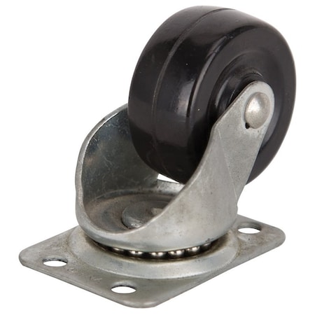 Prosource Swivel Caster, 2 in Dia Wheel, 1 in W Wheel, Rubber Wheel, Black, 125 lb, Steel Housing Material JC-H05