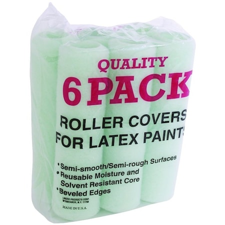 Linzer Roller Cover, 3/8 in Thick Nap, 9 in L, Polyester Cover, 6/PK, 6PK RC 139