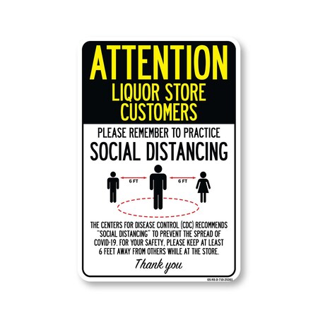 Signmission PSA, Liquor Store Customers Practice Social Distancing, 10in X 7in Decal, OS-NS-D-710-25361 OS-NS-D-710-25361