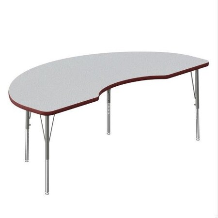 Correll Kidney TFL Activity Table, 72 in W, 36 in L, 19 in to 29 in H, Particleboard, Gray Granite A3672TF-KID-15-14-35
