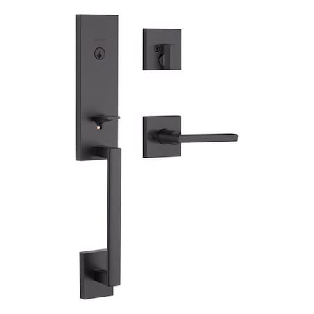 Kwikset Matte Black Entry Handleset KW1 1 3/4 in. 98180-015