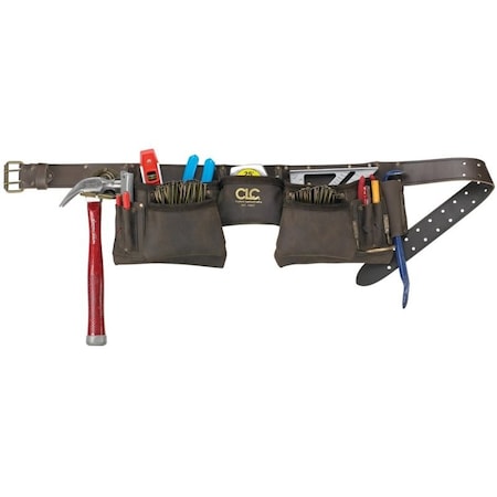 Custom Leathercraft CLC Tool Works Series Construction Work Apron, 29 to 46 in Waist, Oiled Leather, Brown, 12-Pocket 19427