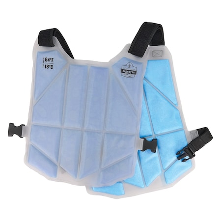 Ergodyne Ice Vest, Nylon, Phase Change, Up to 2 hr Max Cooling Time, Buckle, Hook and Loop Closure, Blue 6210