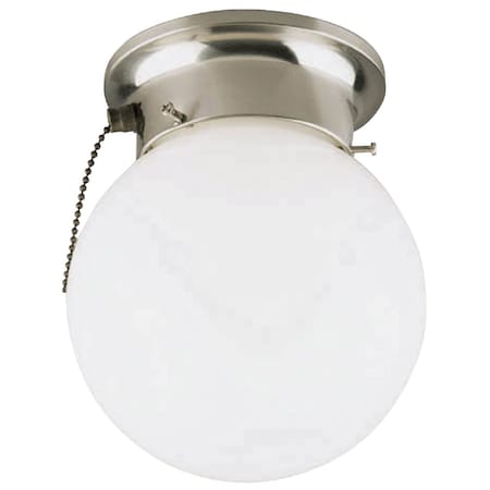 Home Impressions 6'' Brushed Nickel Incandescent Flush Mount Ceiling Light Fixture with Pull Chain ICL9BNW