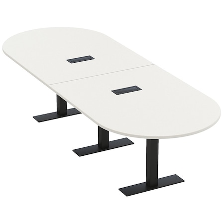 Skutchi Designs 10 Person Conference Table With Power Unit | 10' Racetrack Table | Harmony Series HAR-RAC-48X120-T.BK-W960-EBLK