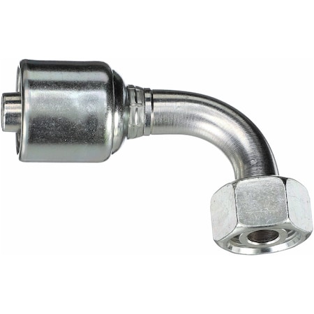 Gates Female DIN 24 Cone Swivel - Light Series with O-Ring - 90 Bent Tube MegaCrimp G25655-1628