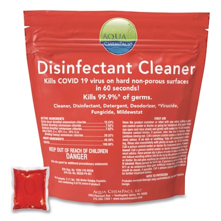 Diversey Aqua ChemPacs Disinfectant Cleaner Pods, Marine Scent, 100 Chem Pacs, 4PK 9321131