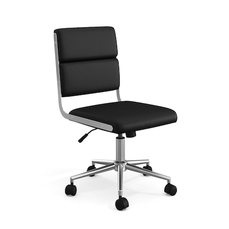 Martha Stewart Lulu Upholstered Office Chair in Black/Polished Nickel CH-240229-1-BK-MS