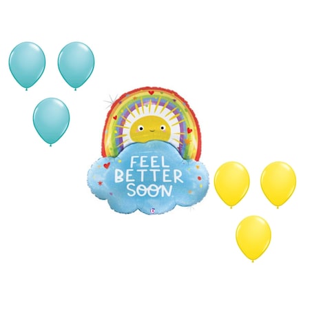Loonballoon 35 Inch Feel Better Rainbow Sun Balloon Medium Shape Set 6x latex 94103
