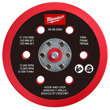 Milwaukee Tool Sander Backing Pad, 6 in dia., 1 in Thick 49-36-2584