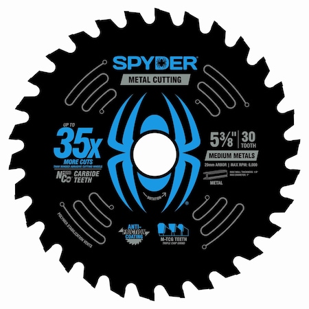 Spyder 5-3/8-Inch 30-Tooth Saw Blade for Medium Metal 13514