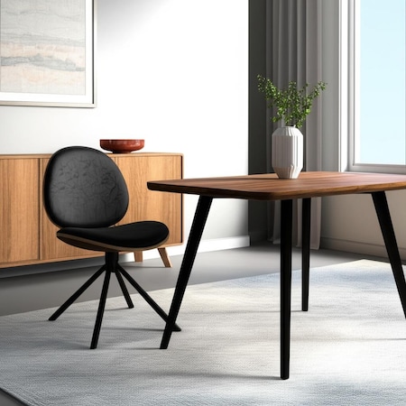 Homeroots Black Upholstered Faux Leather And Metal Dining Side Chair 632548