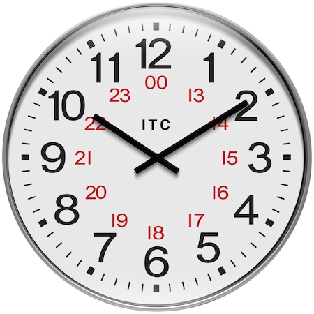 Infinity Instruments Profuse 24-Hour ITC Business Wall Clock, Silver, 19 in 14246SV-3657