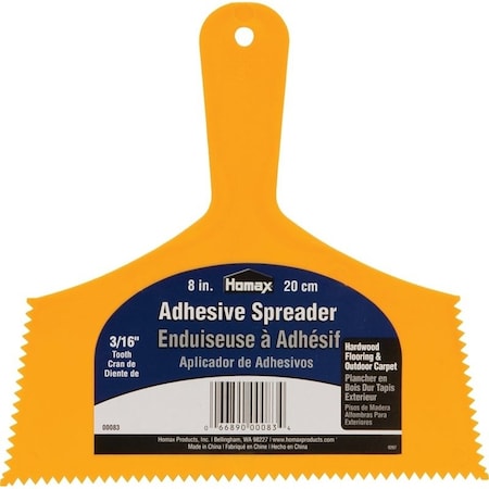 Homax Adhesive Spreader Knife, Notched Blade, Polystyrene Blade, Polystyrene Handle, Reinforced Handle 83