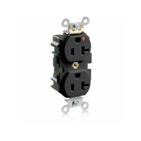 Leviton Lev-Lok Industrial Grade Duplex Receptacle, 20 Amp, 125 Volt M5362-IGE