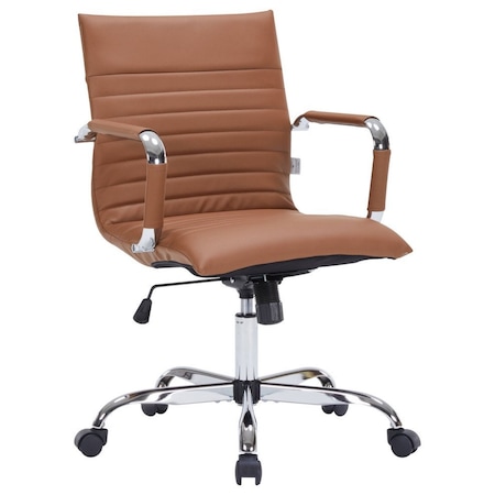 Leisuremod Harris Faux Leather Office Chair, Light Brown HO19LBRL