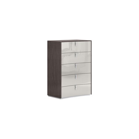 Homeroots 31" Chestnut And Light Gray Wood Five Drawer Gentlemens Chest 714479