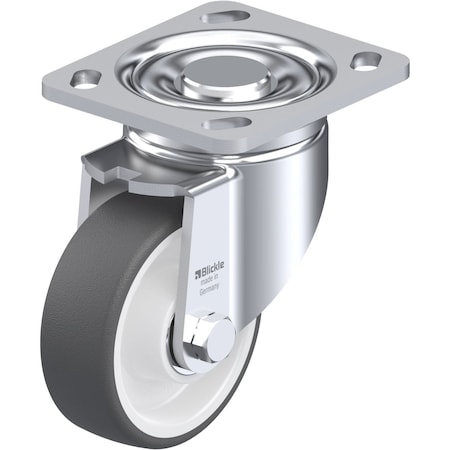 Blickle Swivel Plate Caster, PU, 4", 660 lb., Overall Height: 5.51" LH-POTH 100K-14