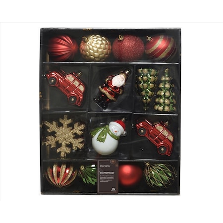 Decoris Red/Green/Gold Shatterproof Ornaments 29028