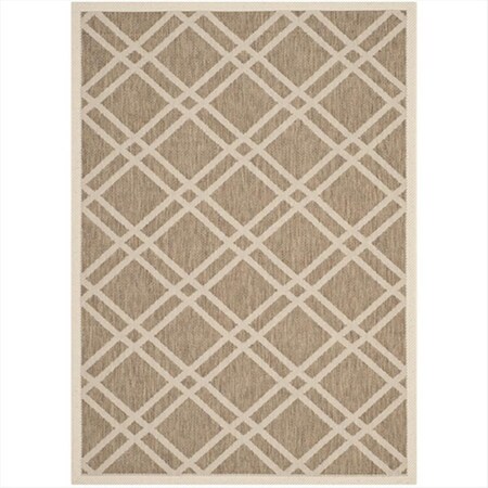 Safavieh 4 ft. x 5 ft. -7 in. Small Rectangle Indoor-Outdoor Courtyard- Brown and Bone- Machine Made Rug CY6923-242-4