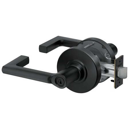 Schlage Grade 1 Bath/Bedroom Privacy Cylindrical Lock, Non-Keyed, Longitude Lever with Rose, Matte Black PC40 LON 622