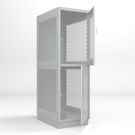 Pucel Heavy Duty Storage Locker, 24 in W x 36 in D x 74 in H, 4 in Base, Perforated, Gray DLCU-2436-2-PERF-B