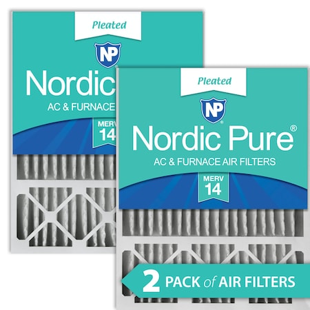 Nordic Pure 16x25x5 Pleated Air Filter, High Capacity, Electrostatically Charged Synthetic Media, MERV 14, 2 PK 16x25x5HM14-2