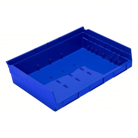 Quantum Storage Systems Economy nesting shelf bin, Plastic, Blue, 4 in H, 16 1/2 in W, 11 5/8 in L QSB118BL