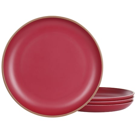 Gibson Home Rockabye 4 Piece Melamine Dinner Plate Set in Dark Pink 136598.04