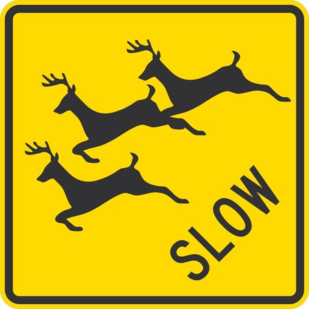 Lyle Slow Multiple Deer Crossing Symbol, 24x24, Diamond Grade, Yellow G-12358-DG_24x24