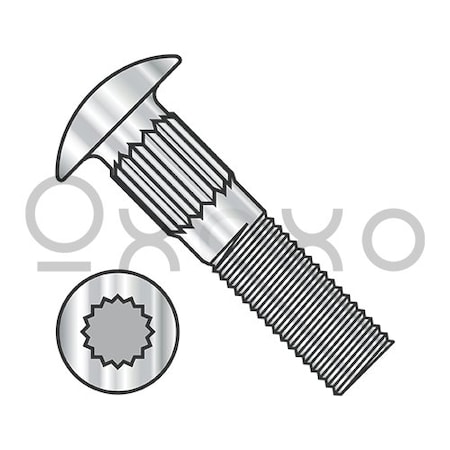 3/8-16X2 1/2 Ribbed Neck Carriage Bolt Fully Threaded 18 8 Stainless Steel, 100PK