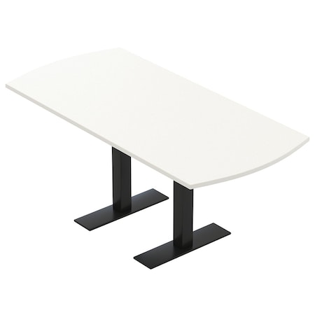 Skutchi Designs 6 Person Conference Table With Power Unit | 6' Arc Rectangle Table | Harmony Series HAR-AREC-36X72-T.BK-W960-NA