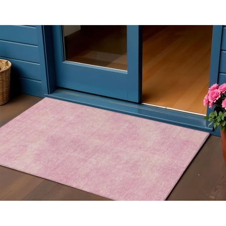 Homeroots 3' X 5' Pink Washable Indoor Outdoor Area Rug 598842