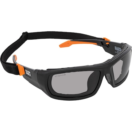 Klein Tools Safety Glasses, Anti-Fog & Anti-Scratch, Gray Lens, Black/Orange Frame, Full-Frame 60471
