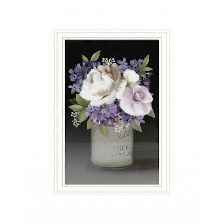 Lilac Mason Jar Floral 2 White Framed Print Wall Art