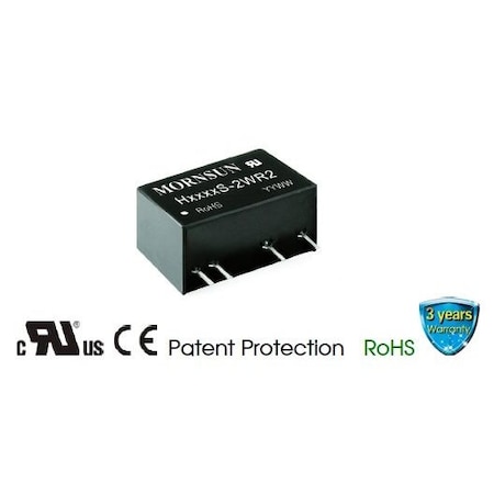 Mornsun DC-DC Converter, Single output 2W V, 10.8-13.2V input H1205S-2WR2