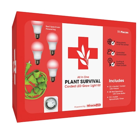 Miracle Led Keep'em Alive Plant Survival Grow Light Kit, 6.5KK Red Spectrum, 2PK 803409