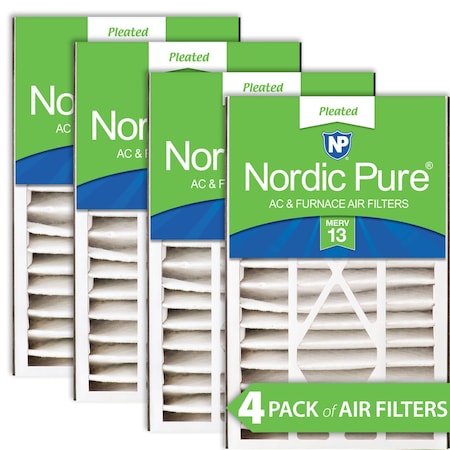 Nordic Pure 16x25x5 Pleated Air Filter, High Capacity, Electrostatically Charged Synthetic Media, MERV 13, 4 PK 16x25x5ABM13-4