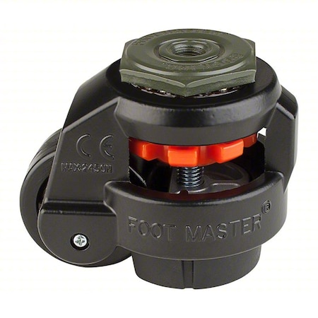 Foot Master Leveling Caster, Alum, Swivel, M12 GD-60S-BLK-1/2