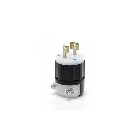 Leviton Locking Plug, L1-15P, 15 A, 125V AC, 2 Pole, Screw Terminals, Black, White 7545-C