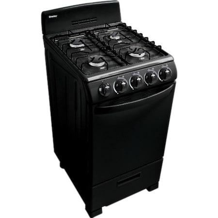 Danby Products Danby Gas Range, 4 Burners, 2.3 Cu.Ft. Capacity, 20inW, Black DR202BGLP