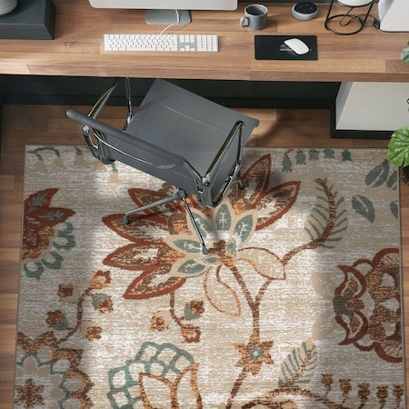 World Rug Gallery Floral Medallion Area Rug 4 ft x 6 ft Beige WR143BEIGE4X6