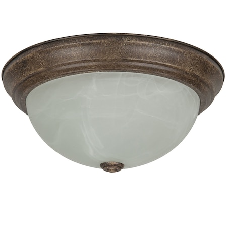 Sunlite 13in. Decorative Dome Ceiling Fixture, Distressed Brown Finish, Alabaster Glass 46075-SU