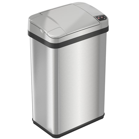 Hls Commercial 4 gal Rectangular Indoor Metal Can, Silver, Touchless Sensor Lid, Stainless Steel, 7 in HLS04SS