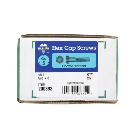 200393 0.63 x 8 in. Grade 5 Hex Cap Screws